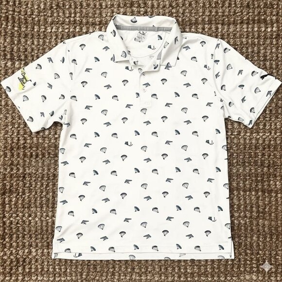 Puma Hang Time Golf Polo Shirt (Large) White Performance Sky Dive Hang Glide - Picture 2 of 10
